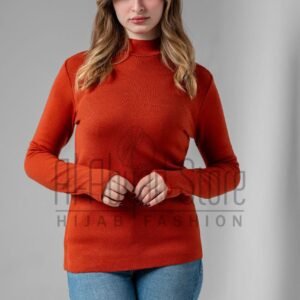 High-Neck Velvet Cotton Pullover