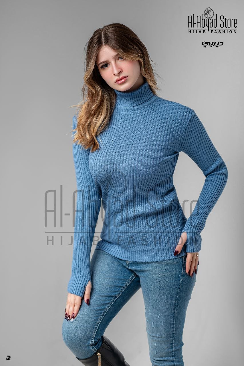 Elite Blue Cotton Finger-Cut Pullover - Image 3
