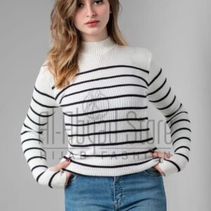 Striped Body cotton white and black ( Short )