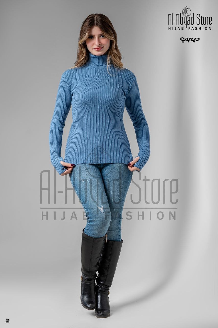 Elite Blue Cotton Finger-Cut Pullover - Image 4